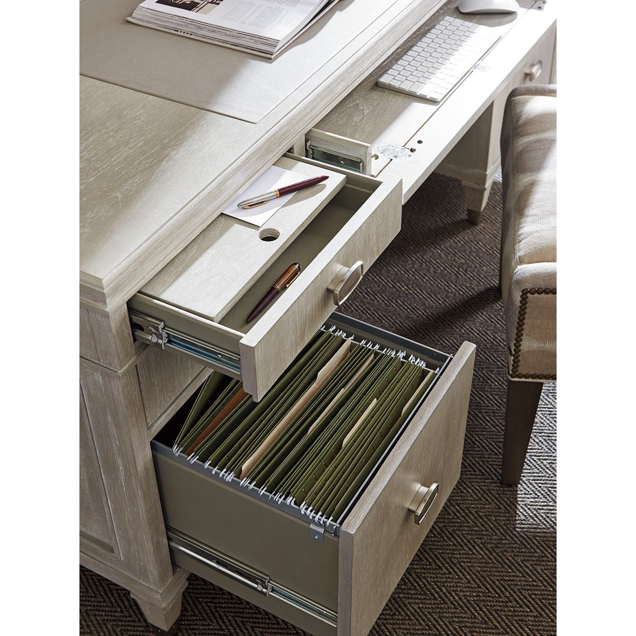 Sligh Greystone 791799033 Avery Executive Desk with File Storage and